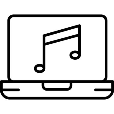 Müzik notası simgesi, vektör illüstrasyonlu dizüstü bilgisayar