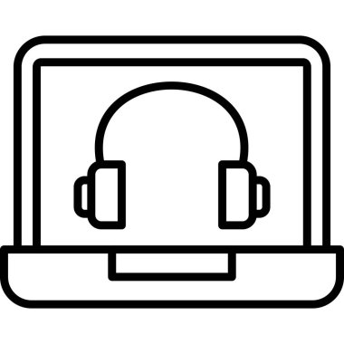 kulaklık simgesi tasarımı olan dizüstü bilgisayar