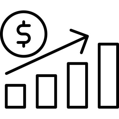 Dolar büyüme grafiği simgesi, vektör illüstrasyonu