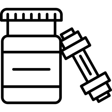 şişe ve bir bardak soda ikonu, taslak tarzı.