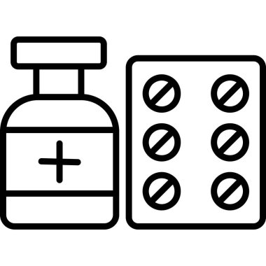 İlaç şişesi ikonu, taslak tarzı