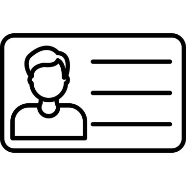 Kimlik kartı simgesi. Web için kimlik kartı vektör simgelerinin özet çizimi
