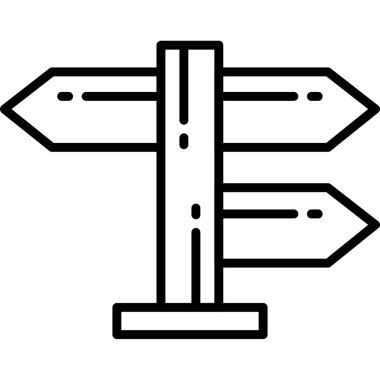 Yol simgesi taslak vektörü. Yol tarifi. Yol işareti