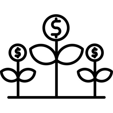 Para ağacı ikonu tasarımı. para büyümesi.