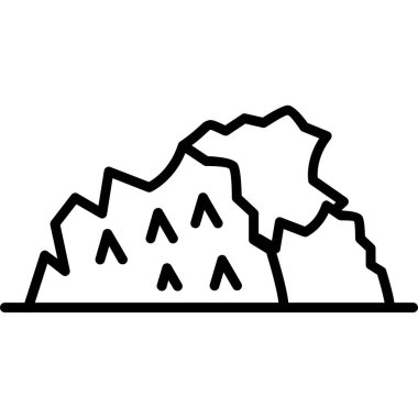 Dağlar manzara ikonu ana hat vektörü. Dağ manzarası. doğa yürüyüşü