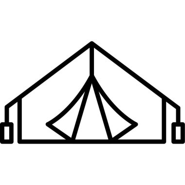 çadır çadırı çizgisi simgesi, konsept çizimi, dış hat sembolü, vektör işareti, doğrusal sembol.