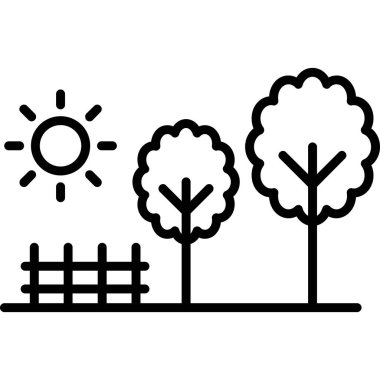 bahçe vektör simgesi dizaynlı ağaçlar