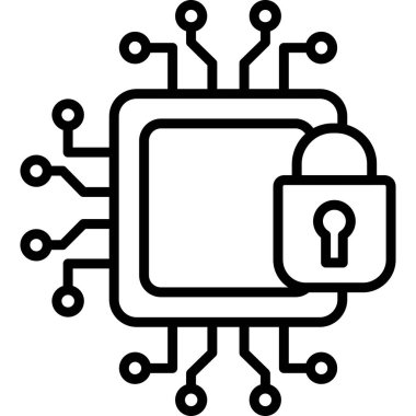 Siber kilit veri simgesi. Web tasarımı için beyaz arkaplanda izole edilmiş siber güvenlik vektör simgesi