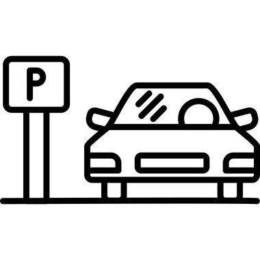 Araba park etme ikonu. Beyaz arkaplanda izole edilmiş web tasarımı için özet araba park vektörü simgesi