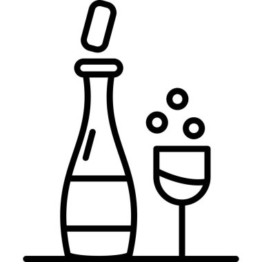 Şarap şişesi ikonu ana hatları vektörü. içki şişesi