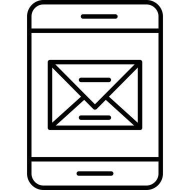 mobil e- posta simgesi ve vektör illüstrasyonu beyaz arkaplanda izole edildi