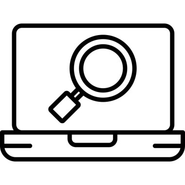 Bilgisayar simgesi ve vektör illüstrasyonlu büyüteç