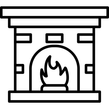 Şömine. Web simgesi basit illüstrasyon