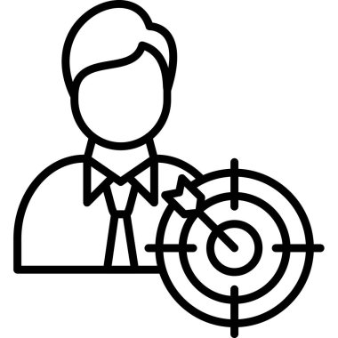 İş adamı hedef simgesi ana hatlar biçiminde