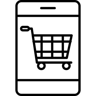 Alışveriş arabası çevrimiçi simgesi, taslak biçimi