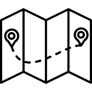 Harita konumunun vektör simgesi, seyahat konsepti, basit özet çizimi