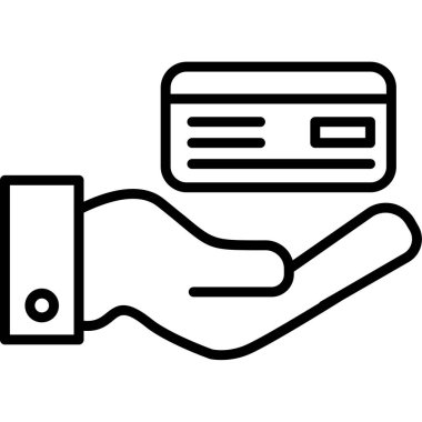 El ele tutuşan kredi kartı simgesi, taslak biçimi