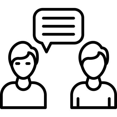 İş görüşmesi ikonu ana hatları vektörü. takım tartışması