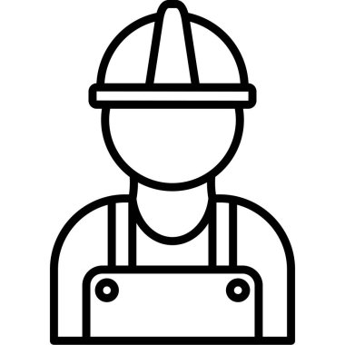 Mühendis adam ikon taslağı. İnce çizgi tasarımı. vektör illüstrasyonu.