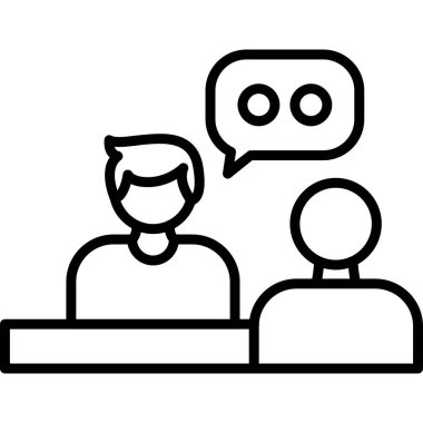 Robotlu konuşma balonu, vektör çizgisi simgesi tasarımı