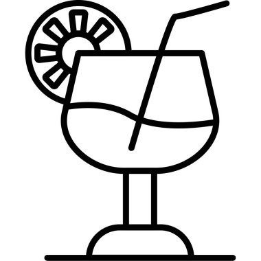alkollü kokteyl simgesi ana hatlarıyla