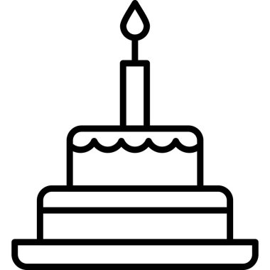 Pasta tatlısı doğum günü ikonu ana hatlarıyla