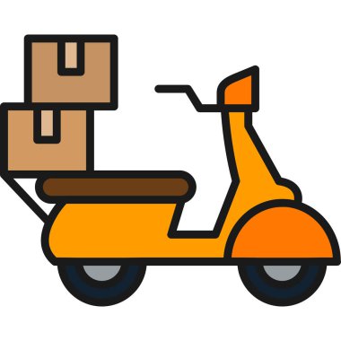 Teslimat scooter ikonu. taslak dağıtım scooter vektör simgesi rengi düz izole