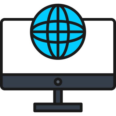 Bilgisayar ekranı. Web ve teknoloji temasının gösterimi