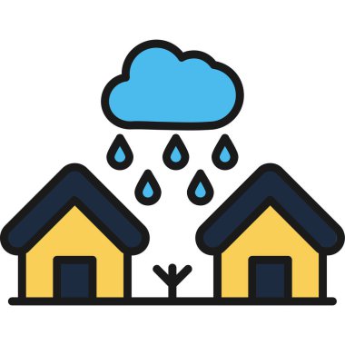 Bulutlu yağmur evi simgesi - özet biçimi