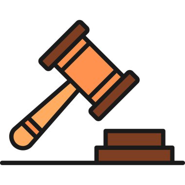 Açık arttırma simgesi. Taslak yargıç açık artırma vektör rengi beyaz üzerinde izole