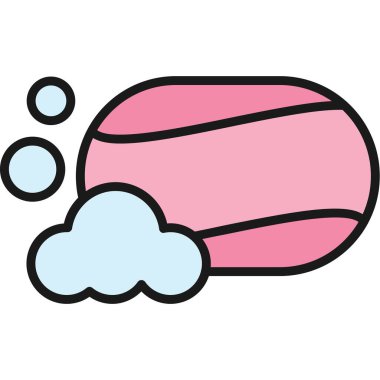 Beyaz arkaplanı olan sevimli pembe ve mavi bir bulutun vektör çizimi