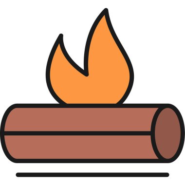 Yanan alev ikonu. Yanan vektör simgesinin ana hatları izole edildi