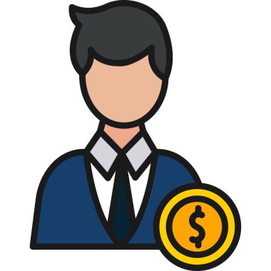 Dolar sembolü vektör çizimi grafik tasarımlı iş adamı avatarı