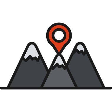 vektör dağı ve gps simgesi