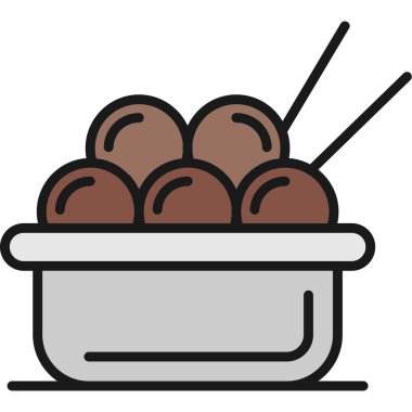 Tavuk topları taslak simgesi, çizgi vektör sembolü, doğrusal pictogram vektör grafikleri, doğrusal doğrusal desen, logo simgesi. Vektör illüstrasyonu, vektör