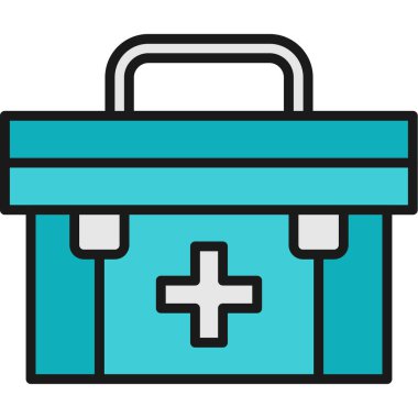 İlk yardım çantası simgesi. beyaz üzerinde izole edilmiş tıbbi yardım çantası vektör simgesi rengi