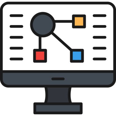 Renkli Çalışma Akışı bilgisayarı. Basit resimleme