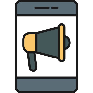 Düz tasarımda mobil pazarlama, pazarlama simgesi