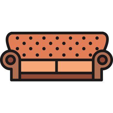 Düz dizayn edilmiş kanepe simgesi beyaz arkaplanda izole