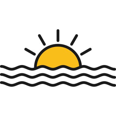 Şeffaf bir arkaplanda gün batımı vektör çizimi. Birinci kalite semboller. konsept ve grafik tasarım için ince simge.