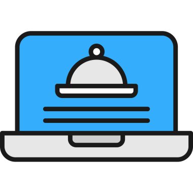 Otel çanı simgesi renk ana hatları vektörü