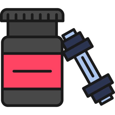 İçinde hap ikonu olan bir şişe. vektör illüstrasyonu