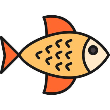 Balık simgesi renk ana hatları vektörü