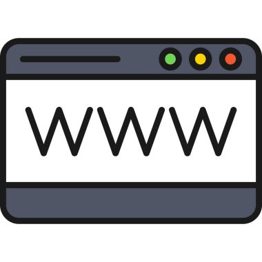 İnternet tarayıcı vektör simgesi tasarımı ana hatları dolduruldu