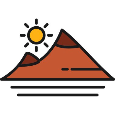 Şeffaf bir arkaplanda dağ vektör çizimi. Birinci kalite semboller. Konsept ve grafik tasarım için ince çizgi simgesi.