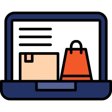 alışveriş çevrimiçi simgesi renk ana hatları vektörü