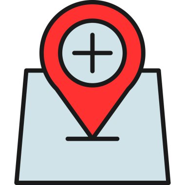 Harita işaretleyici konumu simgesi. Taslak konum belirleyici vektör simgesi. renk düz izole