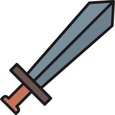 Kılıç simgesi. Taslak çizimi. kılıç vektör simgesi izole edildi