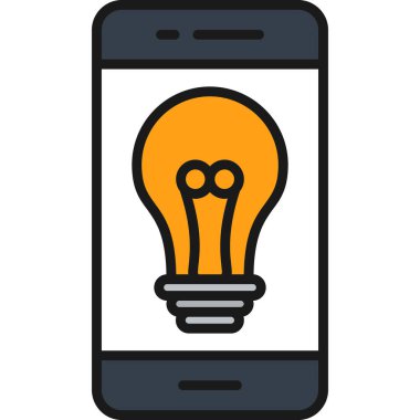 Ampul simgesi olan akıllı telefon, basit vektör illüstrasyonu