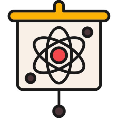 Atom atom nükleer simgesi ana hatlar biçiminde